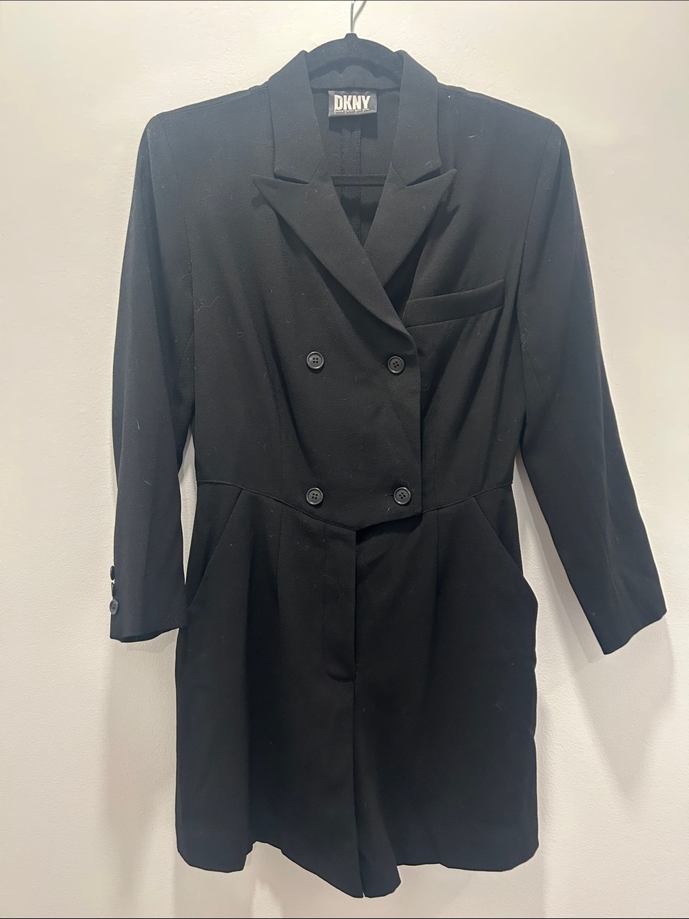 Vintage DKNY Black Double-Breasted Blazer Romper